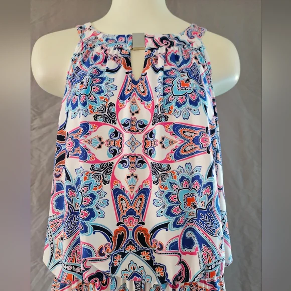 Ruby Rd. Cinched Sleeveless Paisley Dress - Picture 2 of 12